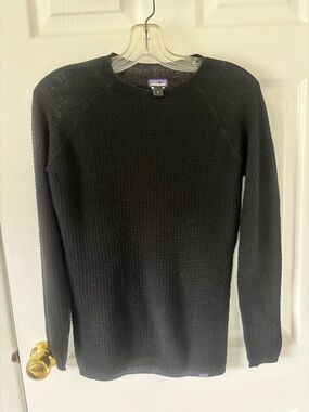 Patagonia Women’s Black Waffle-Knit Crew Sweater